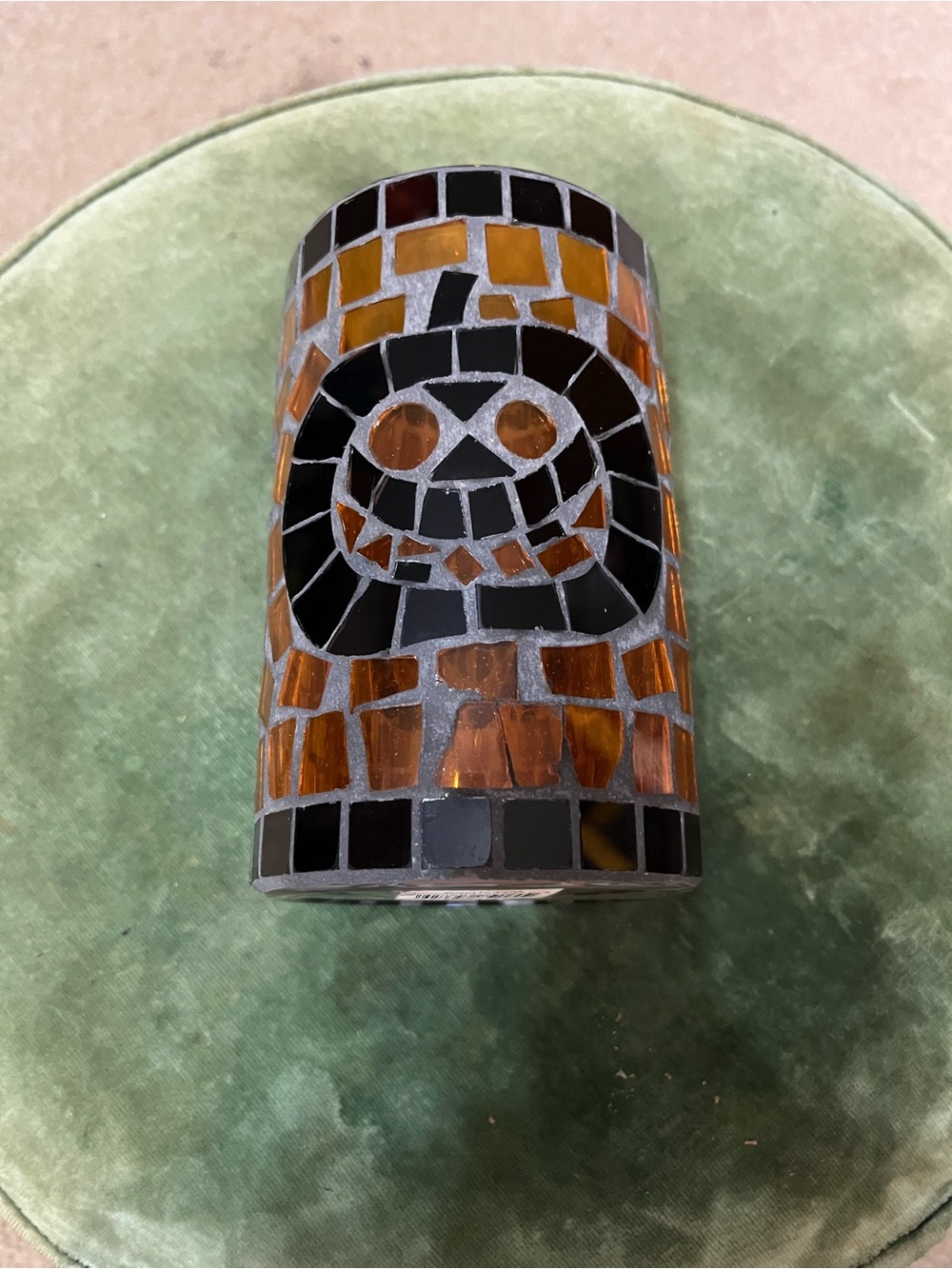 Yankee Candle Amber and Black Mosaic Pumpkin Votive Holder